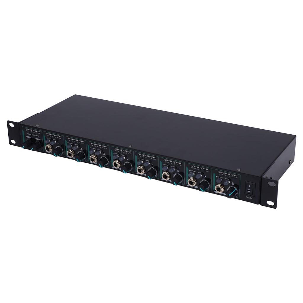 8 Channel Headphone Amplifier Multi Port Stereo Audible Splitter for 1 4 and 1 8 Inch Earphones Studio Live Performance