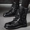 Cycling Boots Four Seasons Men's Outdoor Motorcycle Boots Plus Size High Top Casual Leather Boots Fashion British Anti Slip Boot