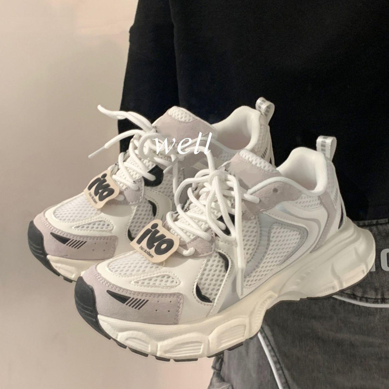 

Сетчатые дышащие кроссовки на толстой подошве высокого класса, женская универсальная повседневная спортивная обувь, весенне-осенняя женская обувь, туфли-лодочки, обувь на платформе 35