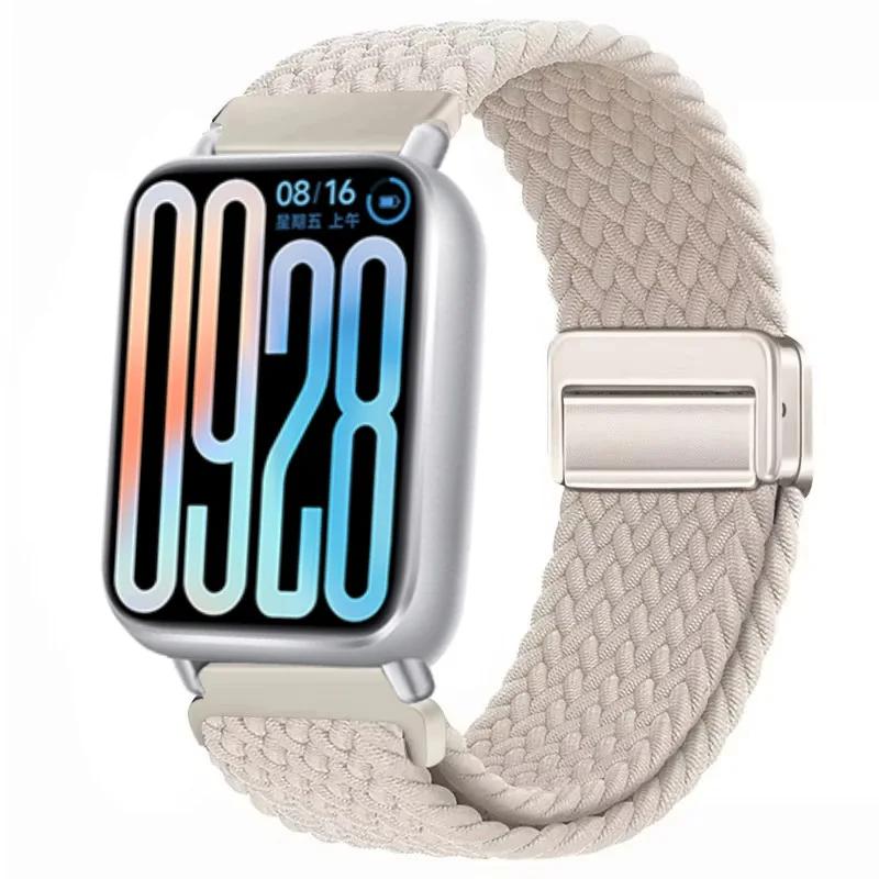 Nylon Strap for Xiaomi Band 8 Pro/9 Pro Braided Loop Magnetic Buckle Breathable Adjustable Wristband for Redmi Watch 6/5/4 Belt