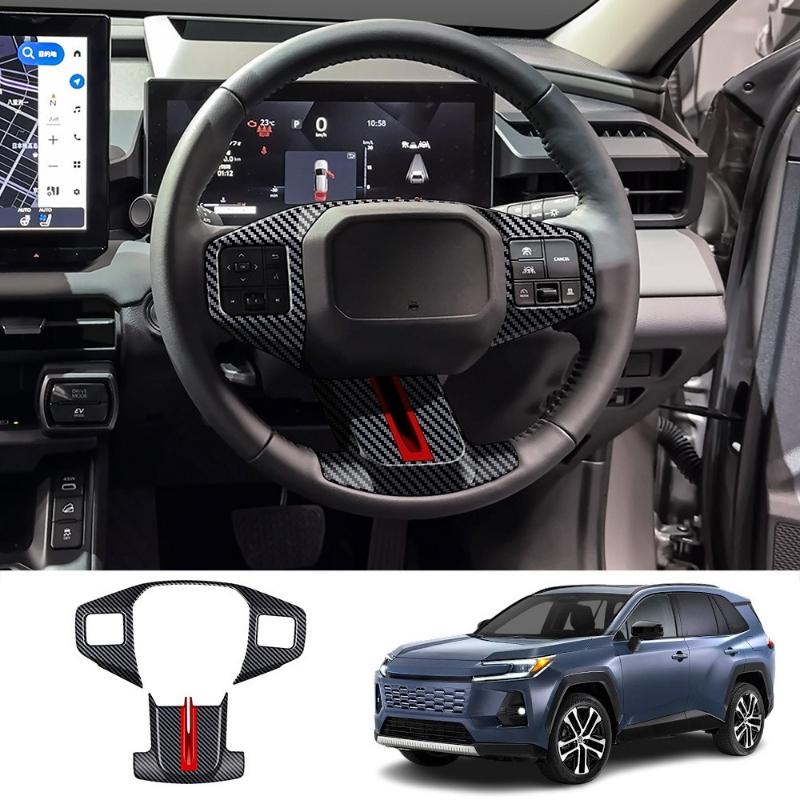 Car Steering Wheel Button Frame Cover Trim For Toyota RAV4 RAV 4 2026 ABS Carbon Fiber Pattern Interior Accessories