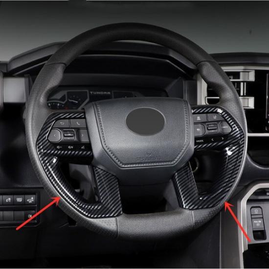 Steering Wheel Trim 2pcs ABS Carbon fiber For Toyota Tundra 2022 2023