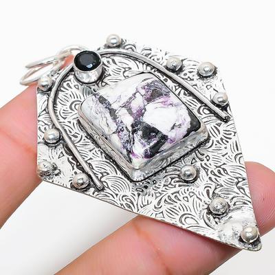Natural Kammererite, Spinel Gemstone 925 Sterling Silver Pendant 2.92" Q9m44