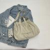Solid Color Women Shoulder Bag Hobo Bag Pleated Tote Bag