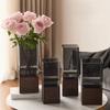 Wooden Base Acrylic Flowers Vase Transparent Light Luxury Vase Simple Hydroponic Vase  Living Room