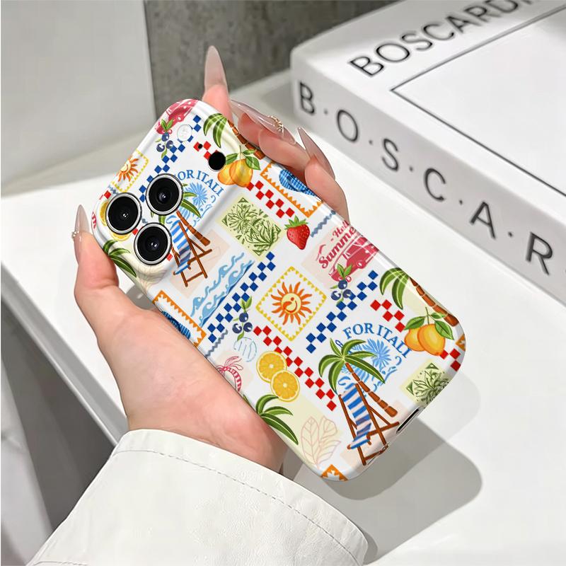 Sunbaked Retreat Summer Graphic Art Film Aesthetic Protective Shockproof Bumper Case Cover For iPhone 14 15 16 Pro Max Plus