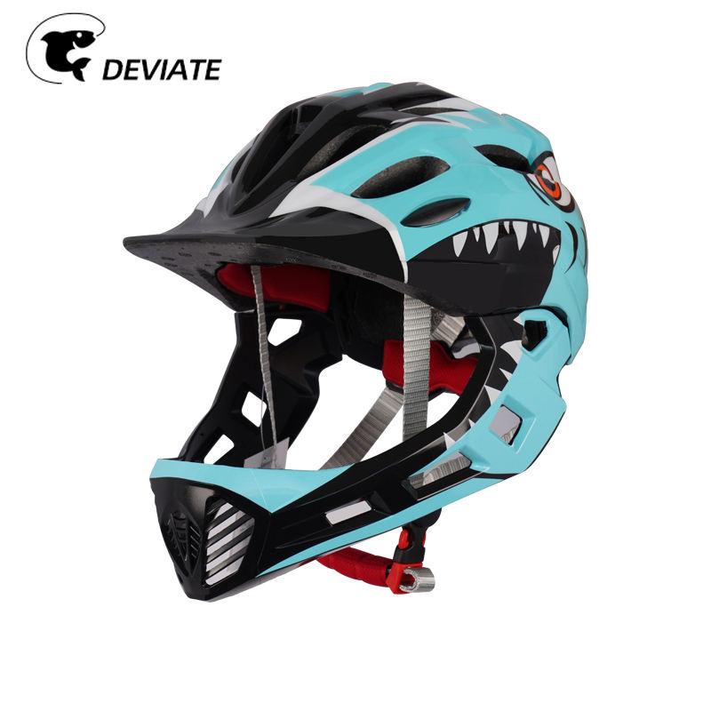 Cool Shape Full Face Bicycle Helmet for Kids for Mountain Biking and Skating Protective ABS Material Kids Bike Helmet