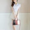 Flat Stitching Contrast Color Hair Ball Shoulder Bag PU Leather Messenger Bag Ladies Handbag