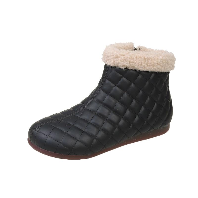 

Зимние новые модные короткие зимние ботинки с боковой молнией женские повседневные плоские ботинки с мягкой бархатной подошвой 41 чёрный