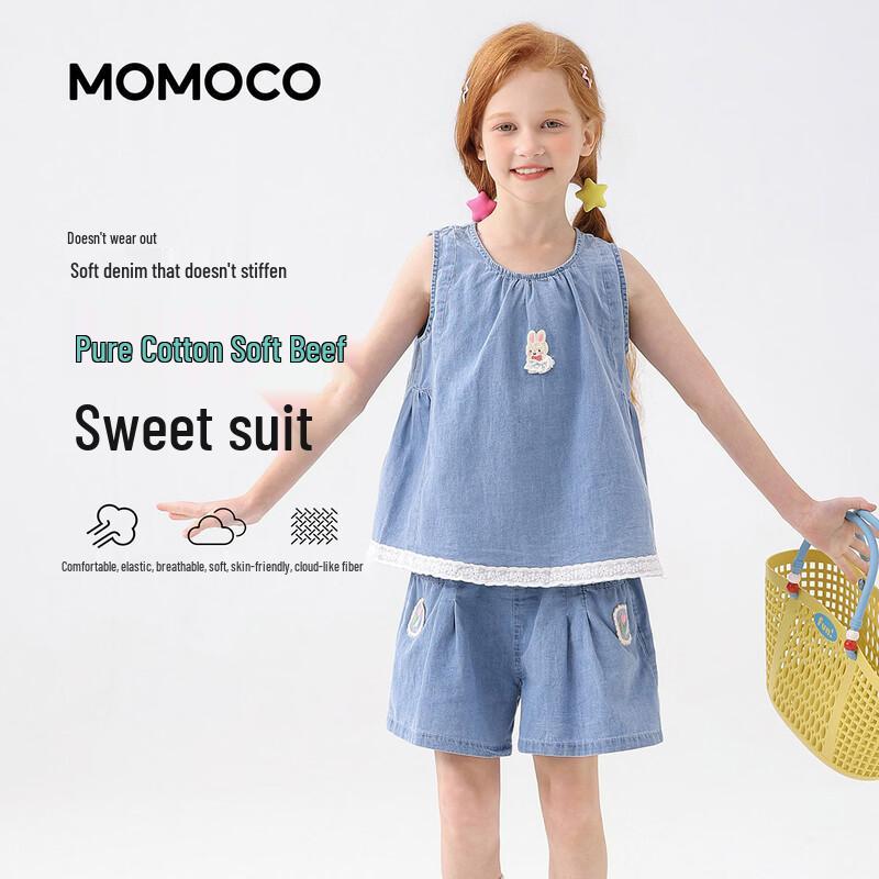 Девочковый летний джинсовый комплект MOMOCO 90
