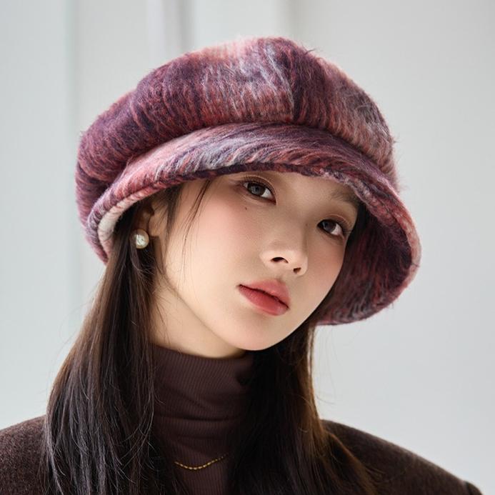 Women's Autumn and Winter New Fleece Thickened Tie-dye Beret Painter Hat Outdoor Windproof Warm Hat