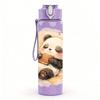 1PC Fluffy Panda Soft Watercolor Print 750ml Color Plastic Sports Water Bottle Leakproof Flip Straw Lid Suitable for Sports Office Home Use