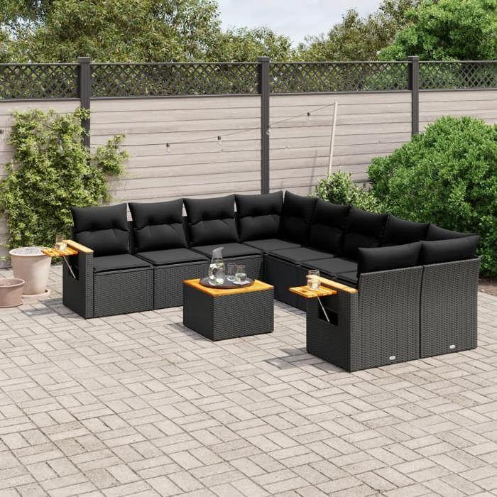 VidaXL Garden Lounge Set with Cushions 9 Pcs, Patio Sofas, Patio Furniture Set, Outdoor Furniture, Black 3226664