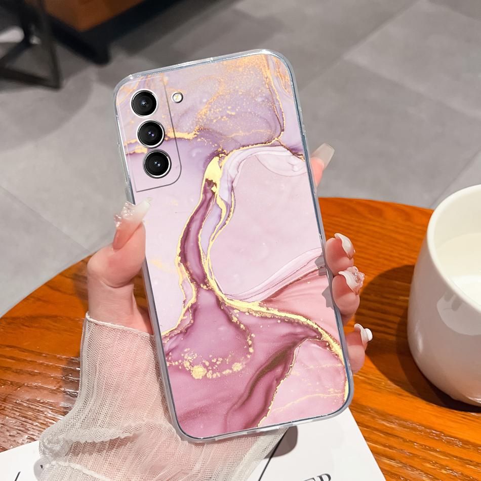 For Samsung S21 FE Plus Ultra Phone Case Ink Painting Soft TPU Clear Silicone Anti Drop Back Cover For Galaxy S 21 Funda Bumper