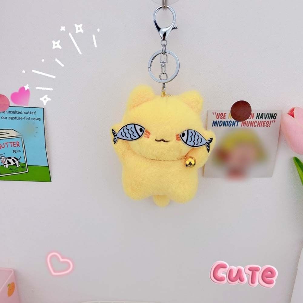

Cute Stuffed Doll Plush Fish Cat Keyring Bag Pendant Cartoon Cat Pendant Female