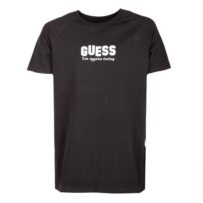

Черная детская футболка с короткими рукавами и логотипом Los Angeles Feeling GUESS