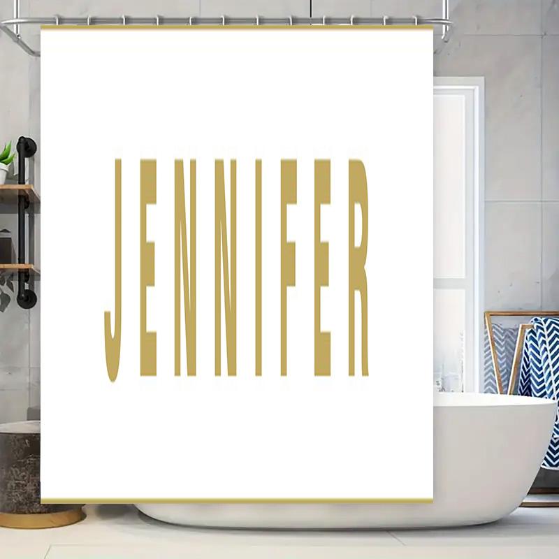 

Gold Foil Name Shower Curtain Decor For Bathroom Luxury Customization Various Sizes Available W60H190(CM)-1 Pcs