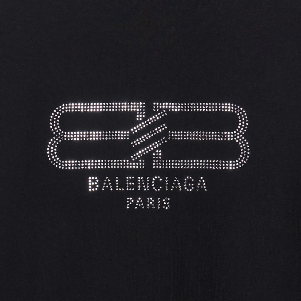 Balenciaga BB Paris Strass T-shirt Medium Fit 'Black Faded' Unisex 739784TOVU81055