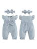 Adorable Baby Girl Floral Romper with Matching Bow Headband Set Summer Outfit for Infants and Toddlers