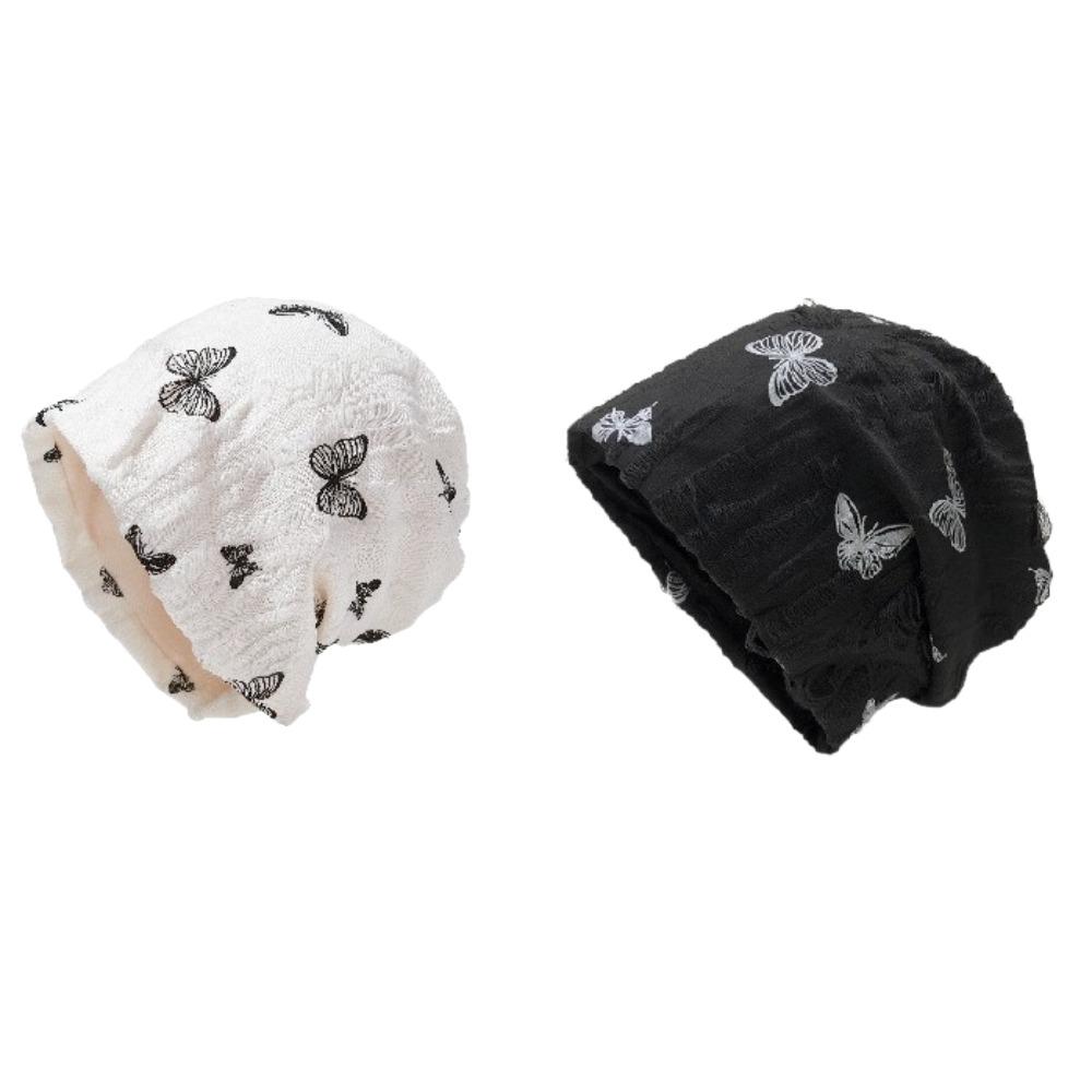 Thickened Butterfly Print Beanies Holes Plush Pullover Hat Fashion Fleece Beanies  Keep Warm