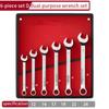 Wrench Set with Roll-Up Pouch, 6-24mm, CRV Steel, 15° Angled Open & 12-Point Box End, Mirror Chrome Finish for Home & Workshop