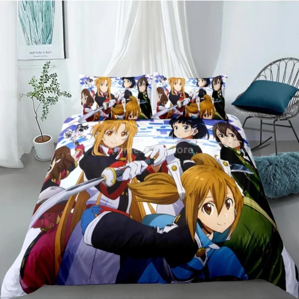 Fashion Gift Cartoon Sword Art Online Bedding Set Anime Bed Linen Quilt Duvet Cover Sets Home Decor Twin Single Queen King Size