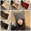 Bow Knitted Pullover Hat Fluffy Winter Wool Hat Keep Warm Cat Ears Beanie Hat  Girls