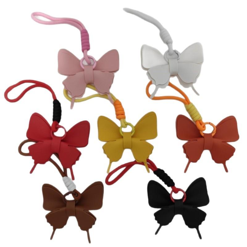 Cute Bow Butterfly Leather Keychain Pendant