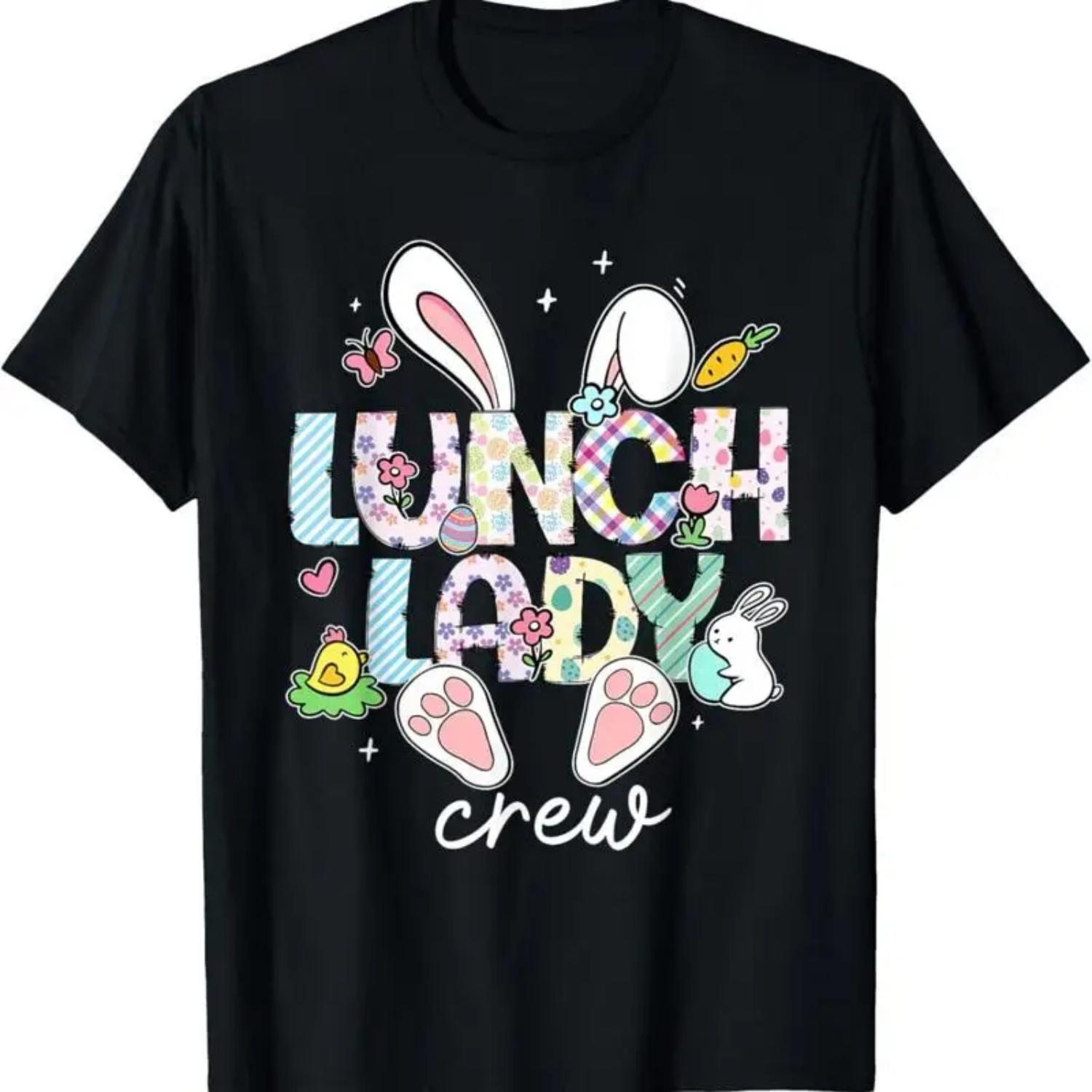 Lunch Lady Crew Funny Cafeteria Easter Day T Shirt S чёрный