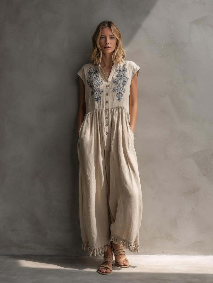 Elegant Sleeveless V-neck Faux Button Women s Jumpsuit - Summer 2026 Collection 2XL
