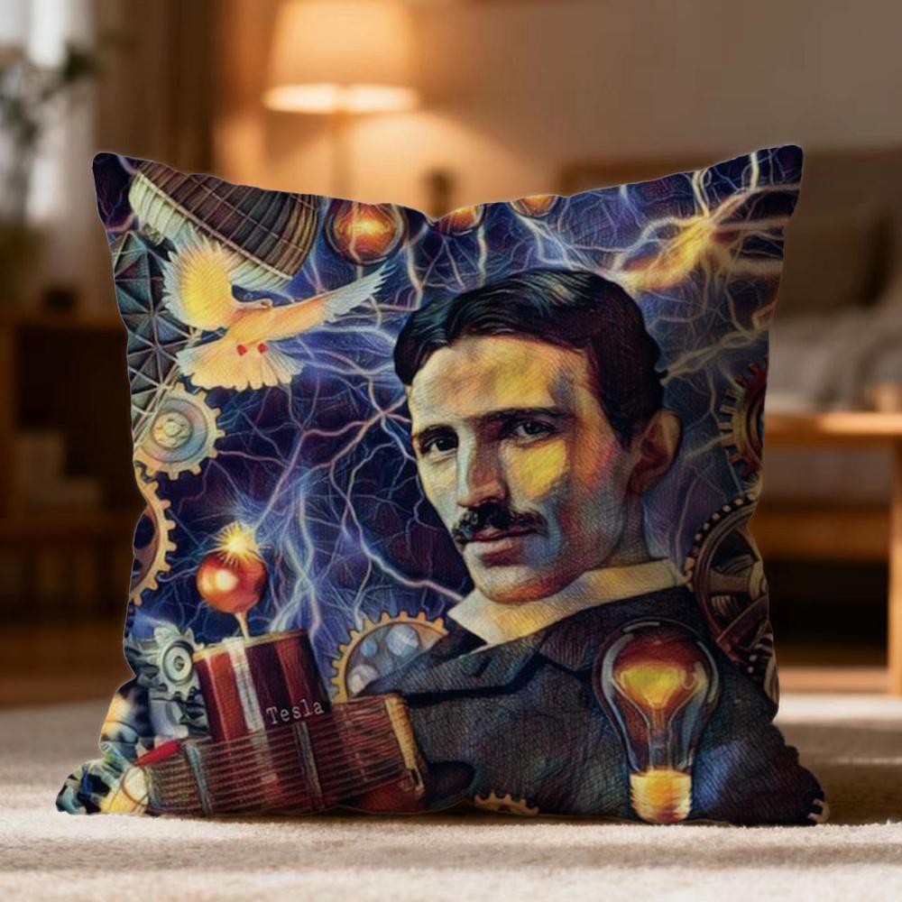 Popular NNikola Tesler Cushion Cover Soft Washable Pillow Case Multi-Scene for Couch Bed Travel Office Use