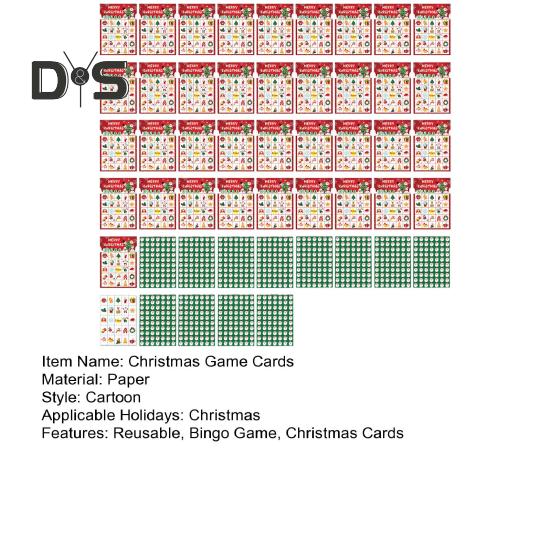 Christmas Bingo Game Cards Set Reusable Festive Holiday Bingo Cards Indoor Activities Christmas Games for Family Gathering
