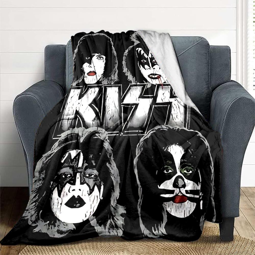 1pc KISS Band Flannel Blanket, Soft Skin Friendly with Digital Printing, Various Sizes Available for Family, Friends, Birthday