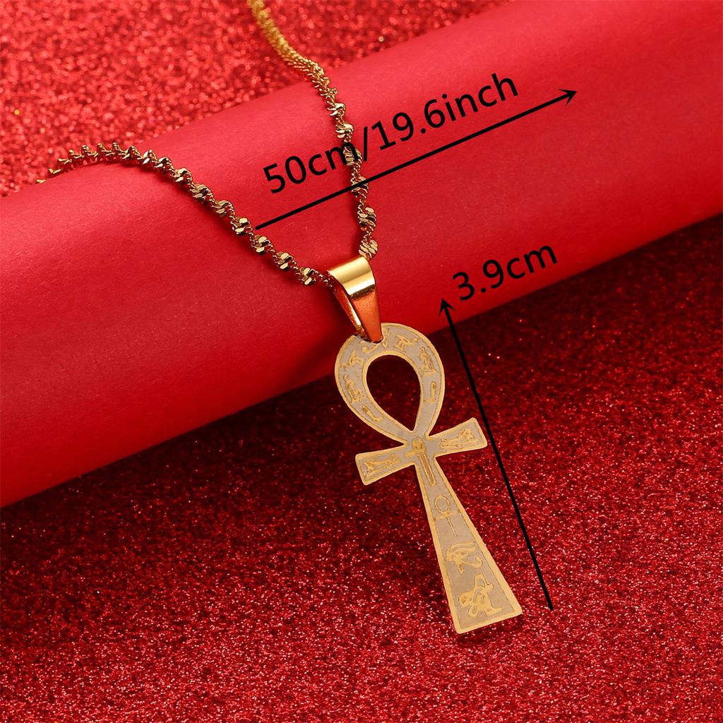 Stainless Steel Egyptian Ankh Cross Ancient Symbol Of Life Egypt Eye Neckalce Pendant Jewelry