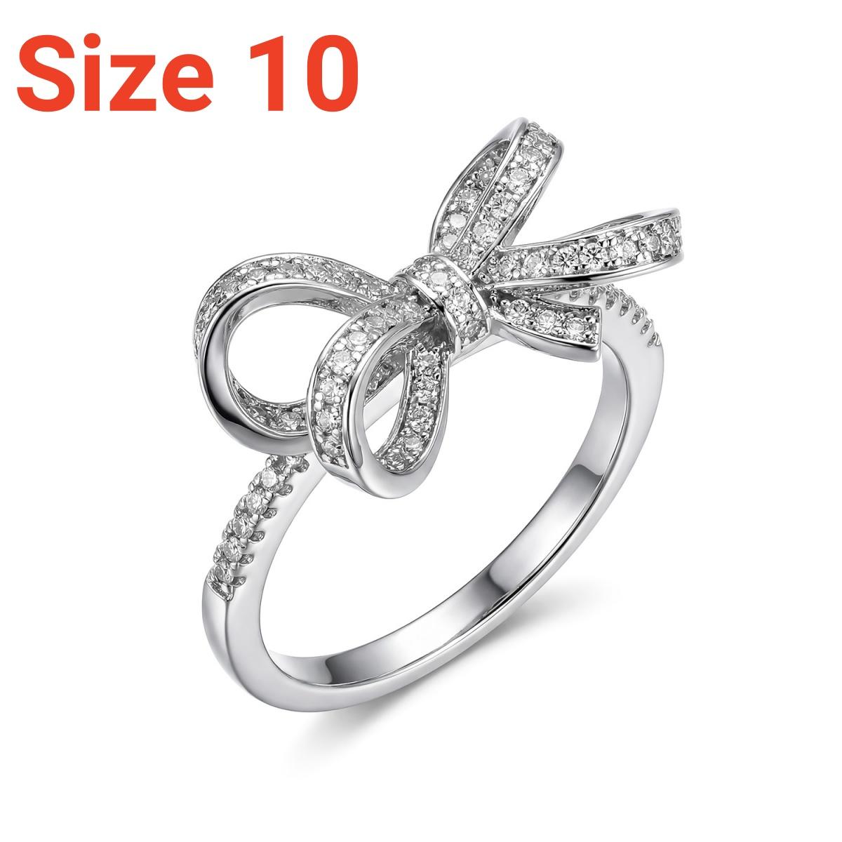 

Exquisite Ribbon Bowknot Inlaid CZ Zircon Rings For Women Men Elegant Cute Bow Knot Wedding Bands Ring Luxury Wedding Zircon