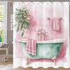 1 Stück Wasserdichter Polyester-Duschvorhang mit 12 Haken, Badevorhangstoff mit Aquarell-Fledermaus-Druck für das Badezimmer