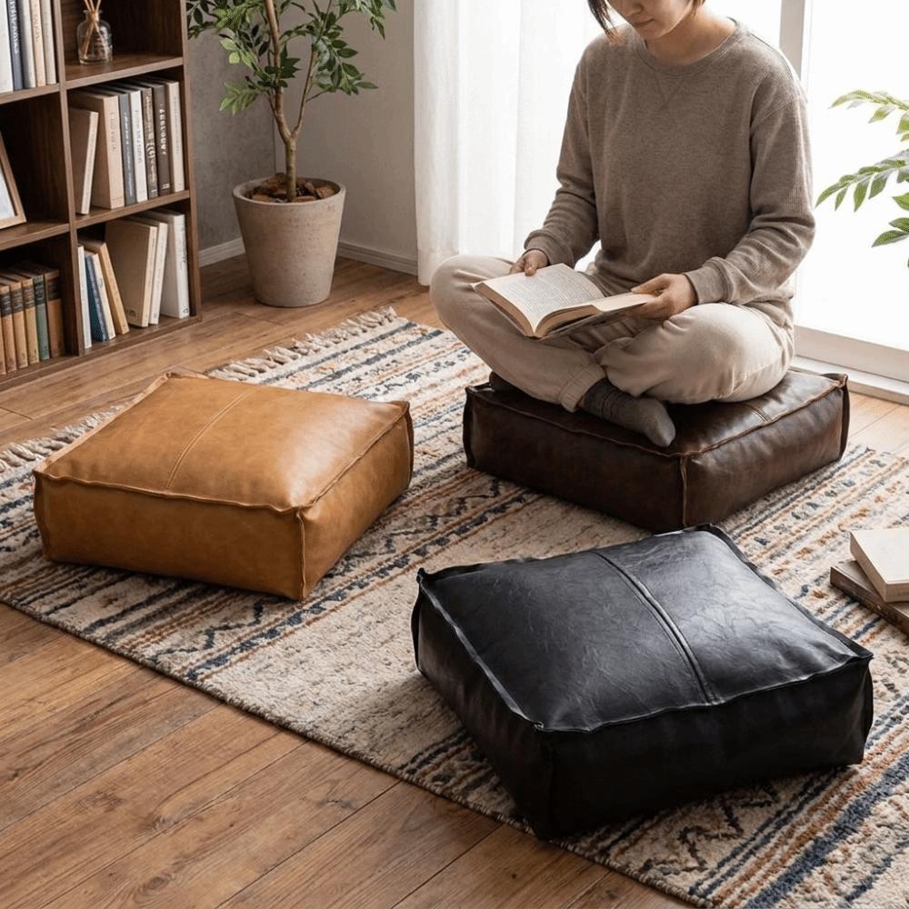 Large Capacity Square Pouf Cover Removable Sofa Stool Cover Clothes Storage