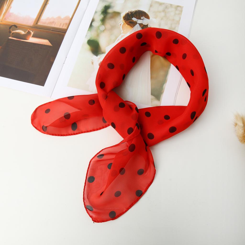 Vierkante Chiffonsjaal Zonbescherming Dunne Sjaals Zachte Wikkelsjaal Polkadot Damesaccessoires