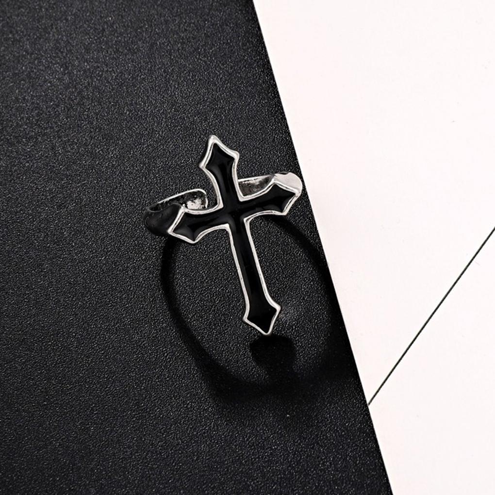 Ring HipHop Religion Black Lightweight Durable Jewelry Women Finger Rings Multi Unisex Process Size Simple Oiling