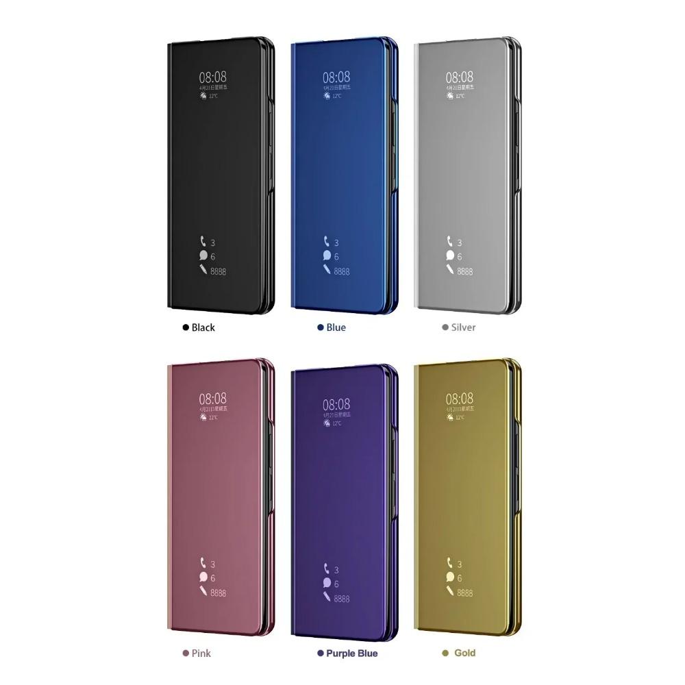 Flip Mirror Case für Samsung Galaxy Z Fold 6 5 4 3 2 Schutzhülle Smart View Kickstand Stoßfester Halter Business Vollschutzhülle