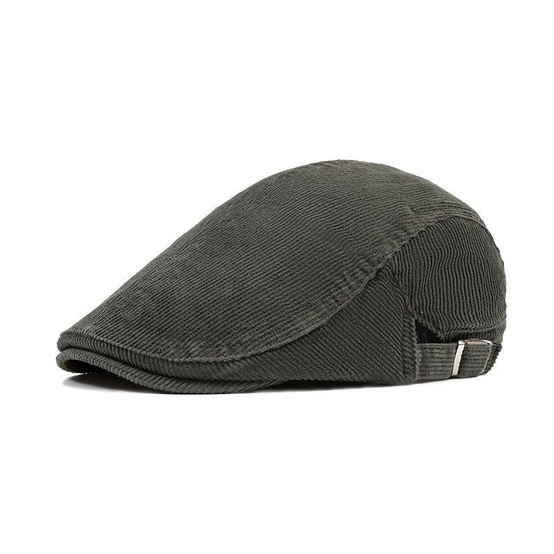 Corduroy cotton cap men's autumn beret big head circumference soft top forward hat British style newsboy hat