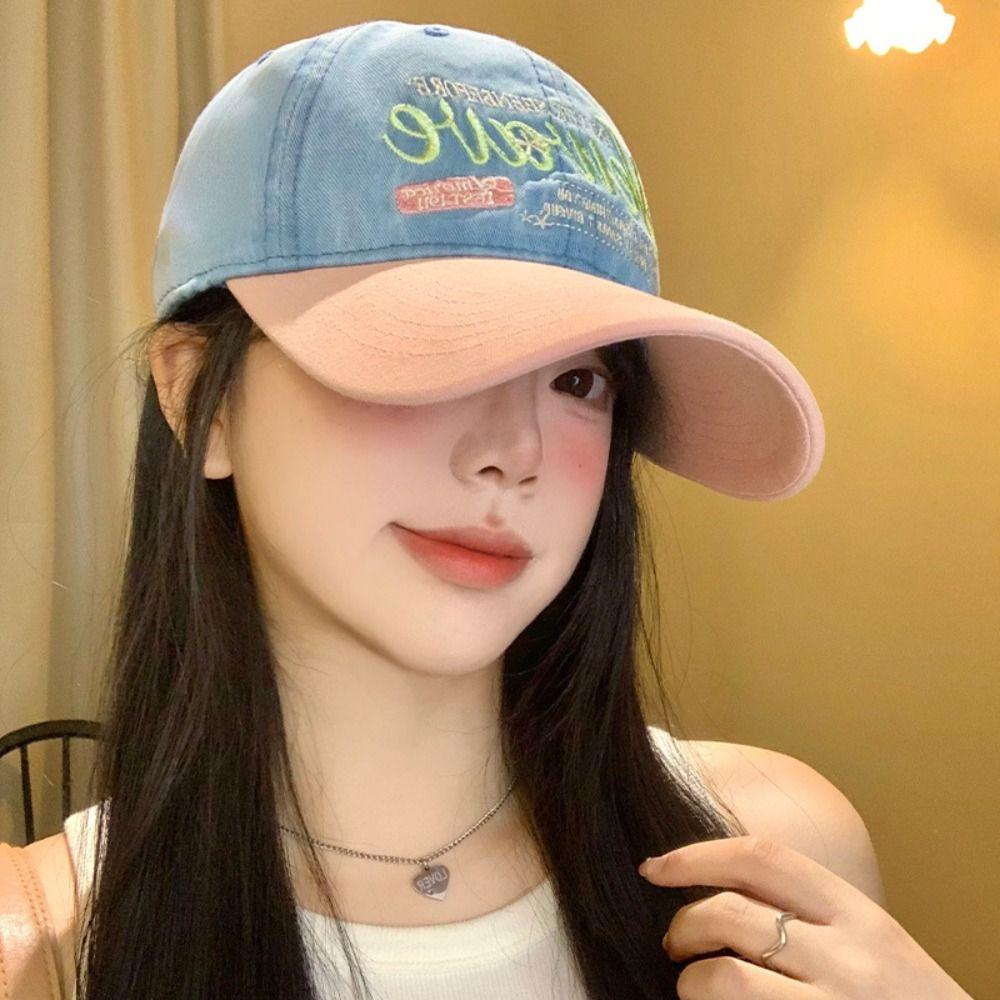 Denim Peaked Cap Embroidery Snapback Cap Fashion Letter Baseball Hat  Outdoor