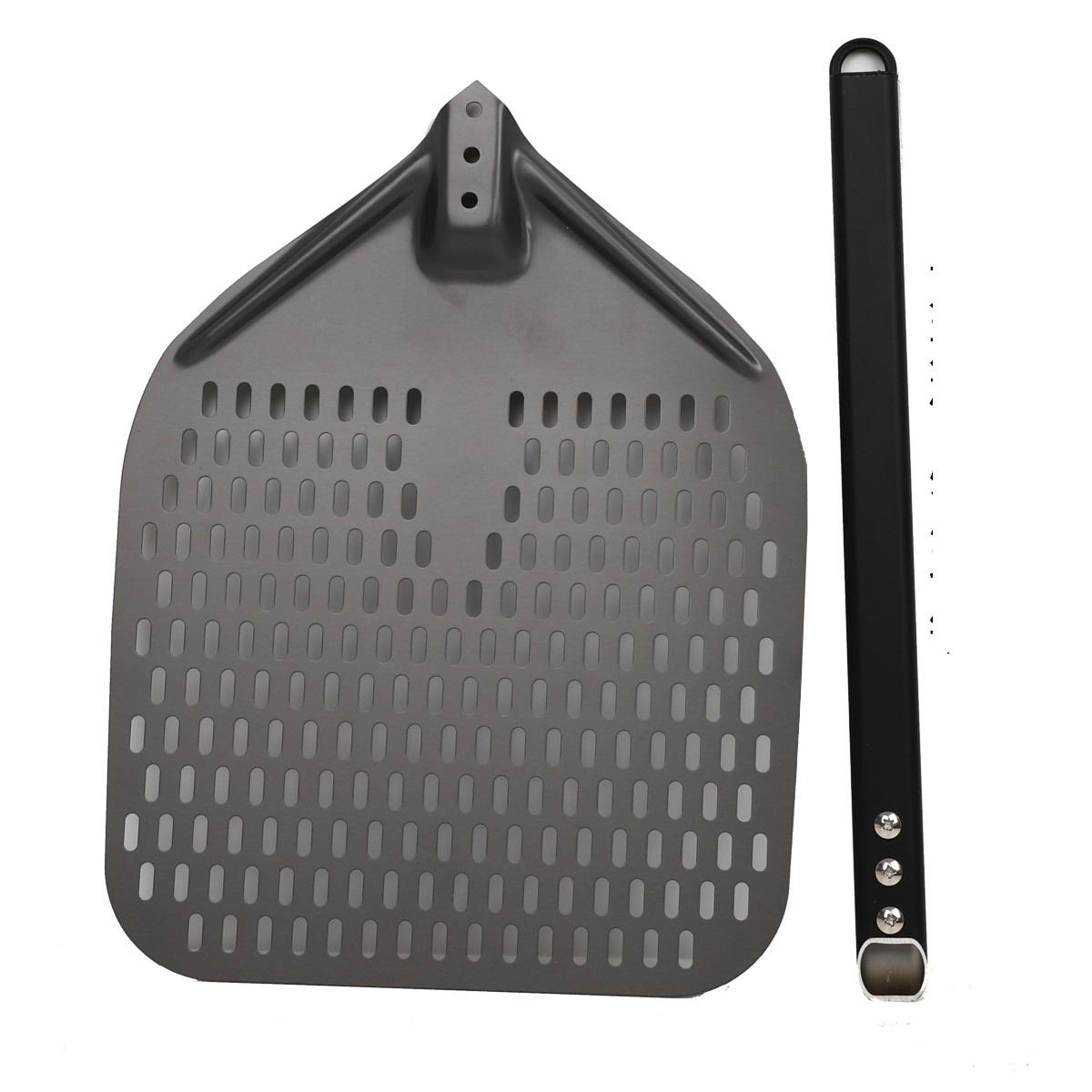 

High Quality Commercial Detachable Perforated Nonstick Aluminum Pizza Shovel With Long Handle Pizza Baking Tools