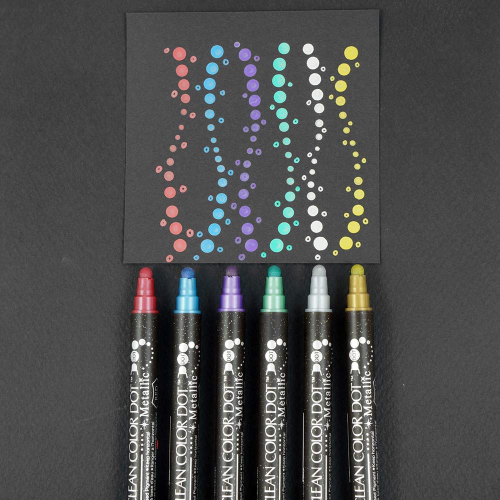 Kuretake ZIG Clean Color Dot Metallic 6-Color Water-Based Pen Set TC-8100/6V