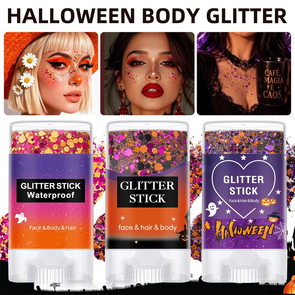 Halloween Body Stick for Costume Party Face and Body Decoration - Glitter Sticks for Festivals