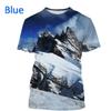Men's 3D Printed Street Fashion T-Shirt Snow Mountain Scenery Print Short Sleeve O-Neck Pullover casual top
