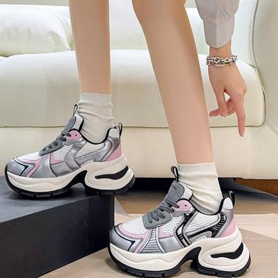 Moda Kobiety Modne Buty All-match Grube Dno Koreańskie Grube Trampki Platforma 5CM Oddychająca Jesień Kobieta Wulkanizowane Buty Do Biegania