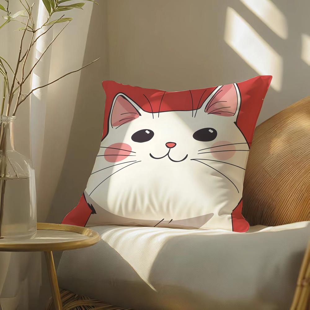 Funny And Surprising Cat Patterns Pillow Case Double-Sided Plush Sofa Cushion Covers Organic Breathable Invisible Zipper