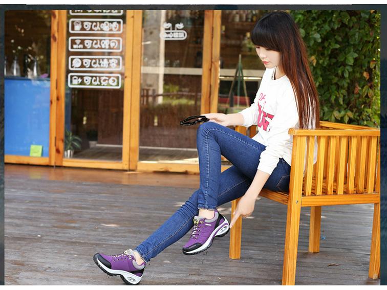 Women's Air Cushion Height-Increasing Hiking & Walking Shoes, Non-Slip Breathable Casual Sports Shoes, Large Sizes 41-42.