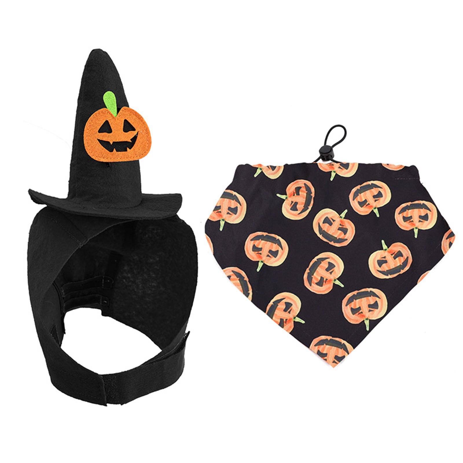 

Halloween Pet Hat Set:3 Styles(purple ,black Pumpkin,orange Spider)with Matching Bandanas!Perfect For Small/medium Dogs.Easy To Wear For Spooky Photos S чёрный